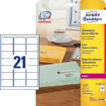 Avery L7560-25 self-adhesive label Rounded rectangle Permanent Transparent 525 pc(s)