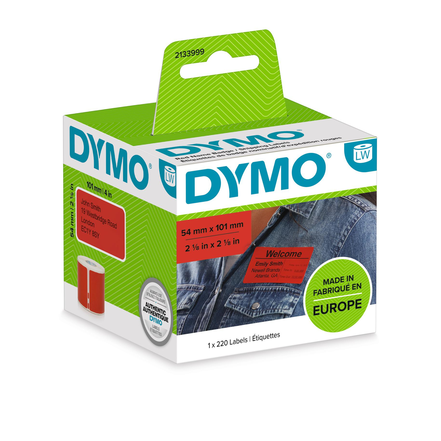 Image of DYMO LW Coloured Shipping/Name Badge Label RED - 54x101 - 1 Roll...