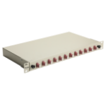 Equip 12-Port Fiber Optic Splice Box, LC Duplex, OM4, 1U, Equipped, Grey