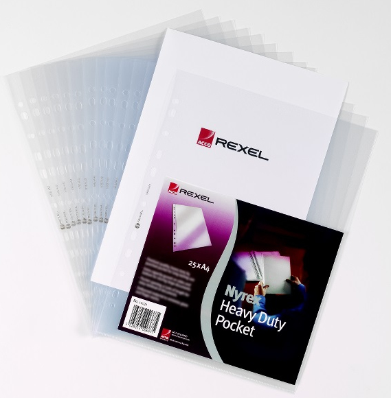 Rexel Nyrex  Premium Pocket A4 Top Left Opening Embossed (Pack of 25) 11031