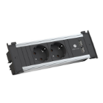 Bachmann Kapsa S power extension 0.2 m 2 AC outlet(s) Indoor Black, Silver