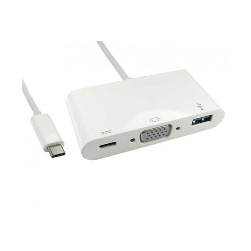 Image of FDL 0.15M USB TYPE C TO VGA ADAPTOR CABLE + POWER & DATA (M-F)
