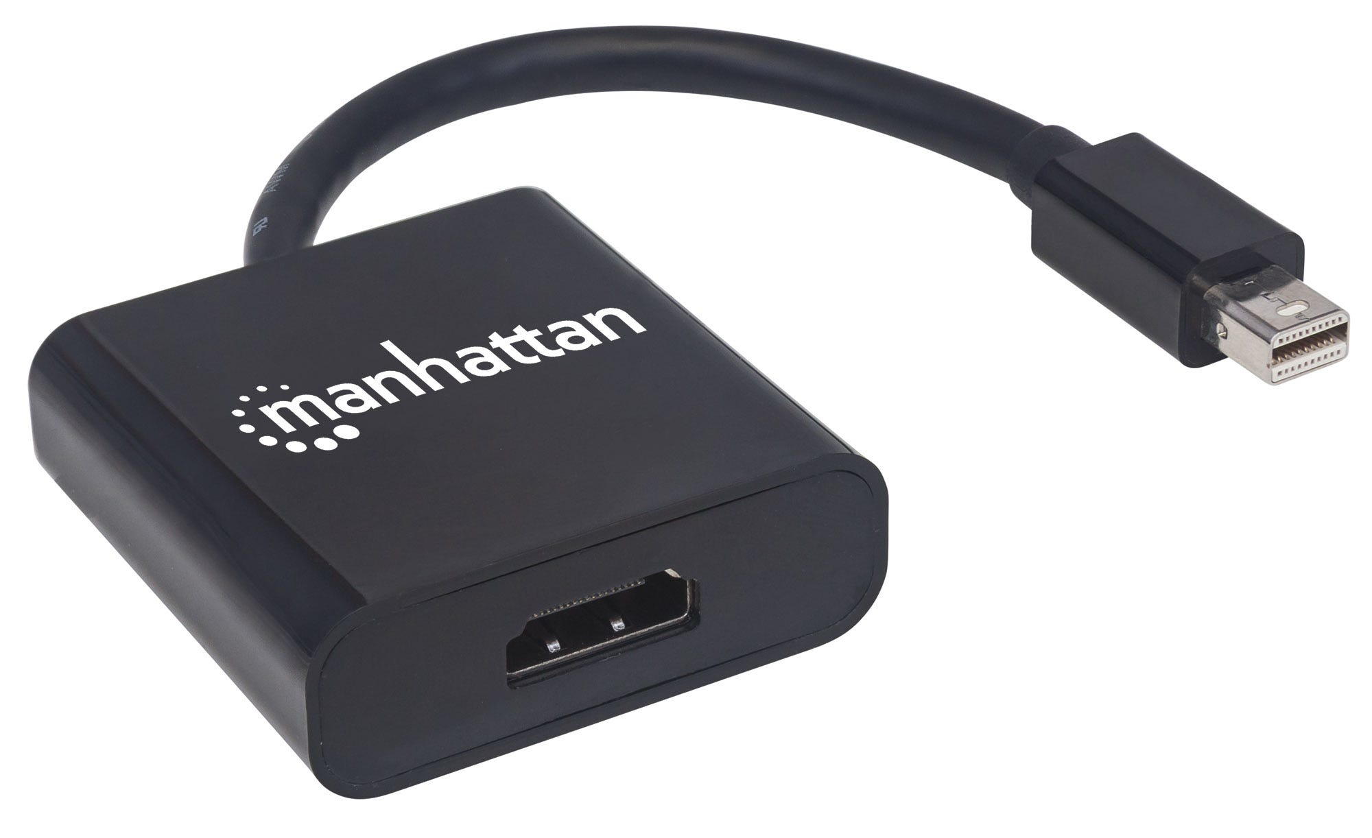 Manhattan Mini DisplayPort to HDMI Adapter Cable, 4K, 19.5cm, Male to Female, Active, 4K@60Hz, Black, Polybag