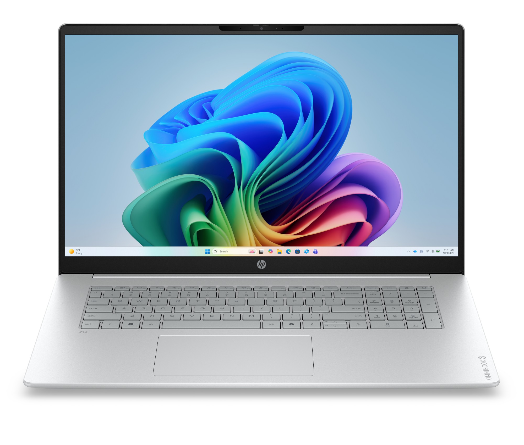 HP OMNIBOOK 3 NGAI 17-DM0002NAX Copilot+ PC AMD Ryzen™ AI 5 Laptop 43.9 cm (17.3") Full HD 16 GB DDR5-SDRAM 512 GB SSD Wi-Fi 6 (802.11ax) Windows 11 Home Grey, Silver