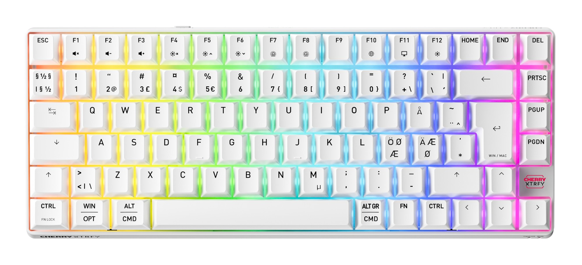 CHERRY XTRFY K33 Compact Wireless keyboard Gaming USB + RF Wireless + Bluetooth QWERTY Nordic White