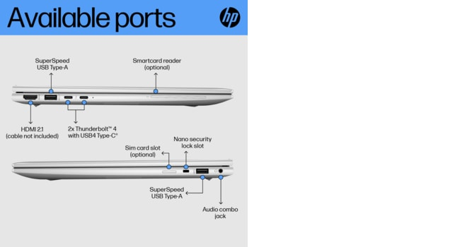 HP EliteBook 840 G10 Intel® Core i5 i5-1335U Laptop 35.6 cm (14") WUXGA 16 GB DDR5-SDRAM 512 GB SSD Wi-Fi 6E (802.11ax) Windows 11 Pro Silver