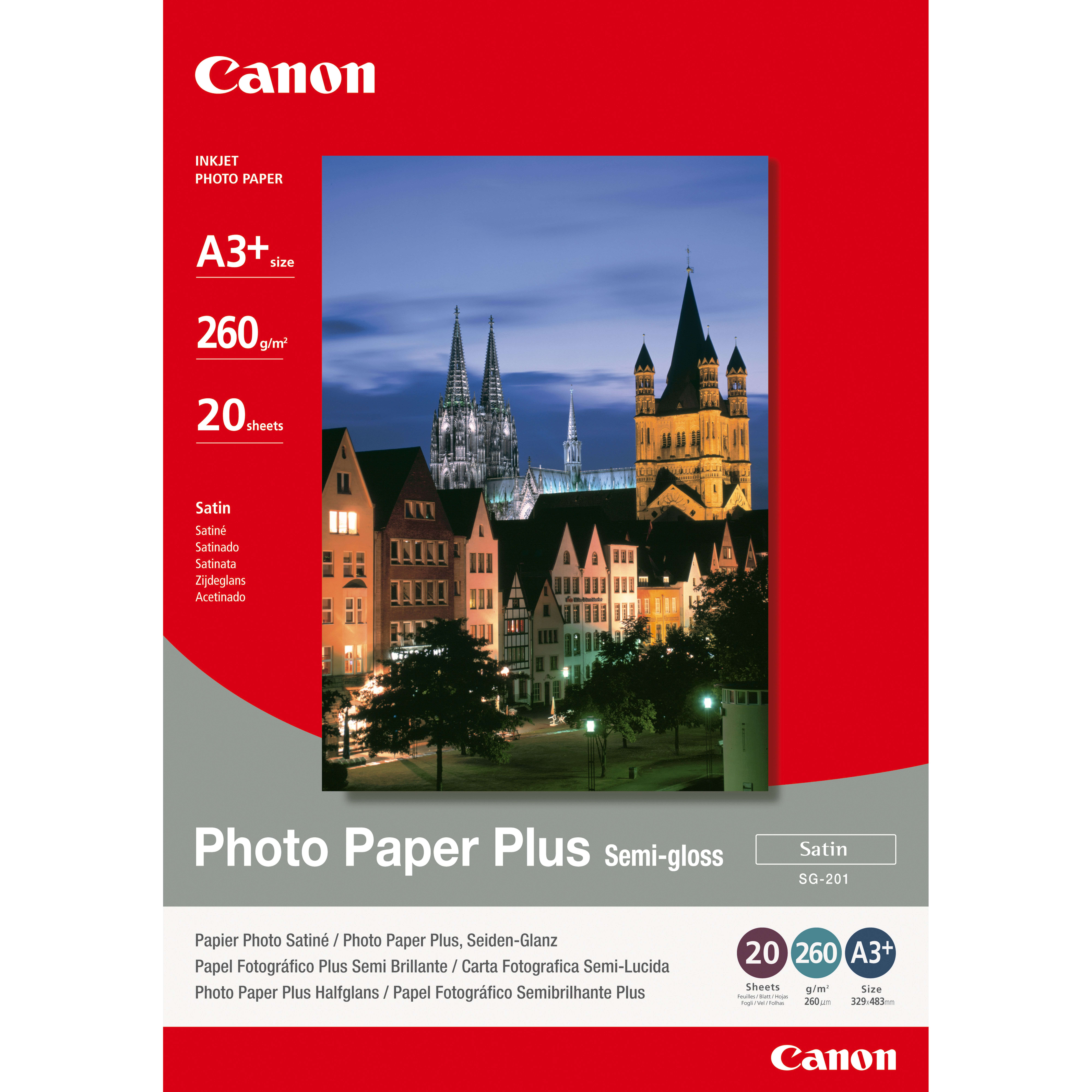 Image of Canon SG-201 Semi-Gloss Photo Paper Plus A3 Plus - 20 Sheets