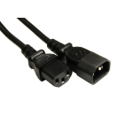 Cables Direct IEC Extension Cable C13 / C14 1m Black C14 coupler C12 coupler