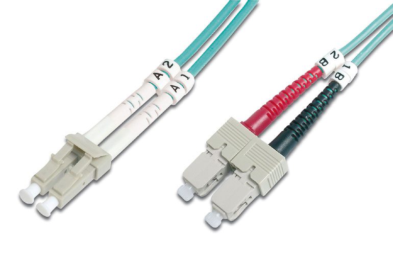 Image of FDL 2.5M OM4 50/125 LC-SC DLX 2.8mm FIBRE OPTIC CABLE - AQUA
