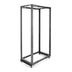 StarTech.com 4-Post 42U Mobile Open Frame Server Rack, Four Post 19" Network Rack with Wheels, Rolling Rack with Adjustable Depth for Computer/AV/Data/IT Equipment - Casters, Leveling Feet or Floor Mounting