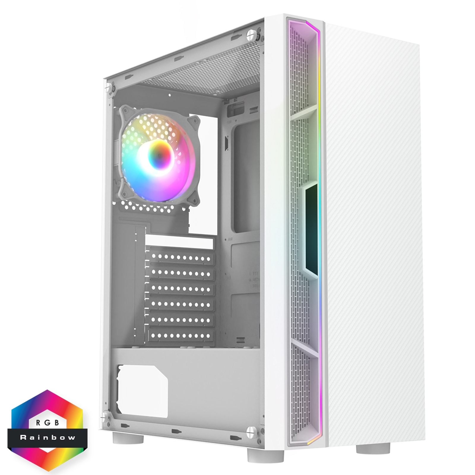 Image of CIT Galaxy White Mid-Tower PC Gaming Case with 1 x LED Strip 1 x...