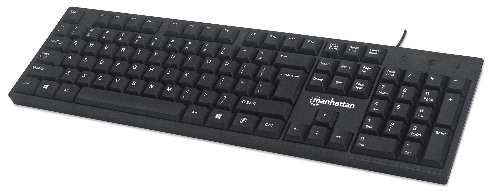 Image of Manhattan Keyboard USB Wired, Black, Full Size Keys, Cable 1.5m,...