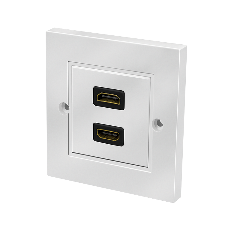 LogiLink HDMI wall plate, 2-port, with 2x HDMI-A coupler F/F, white