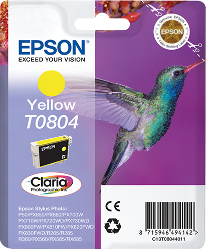 Image of Epson C13T08044011/T0804 Ink cartridge yellow, 620 pages ISO/IEC...