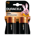 Duracell Plus 100% Extra Life Alkaline Power D Pack of 2