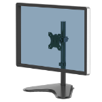 Fellowes Seasa Single Monitor Arm - Freestanding Monitor Mount for 8KG 32 inch Screens - Ergonomic Adjustable Monitor Arm - Tilt 45° Pan 120° Rotation 360°, VESA 75 x 75/100 x 100 - Black