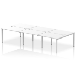 Dynamic Impulse Back-to-Back 6 Person Bench Desk W1200 x D1600 x H730mm With Cable Ports White Finish Silver Frame - IB00177 DD