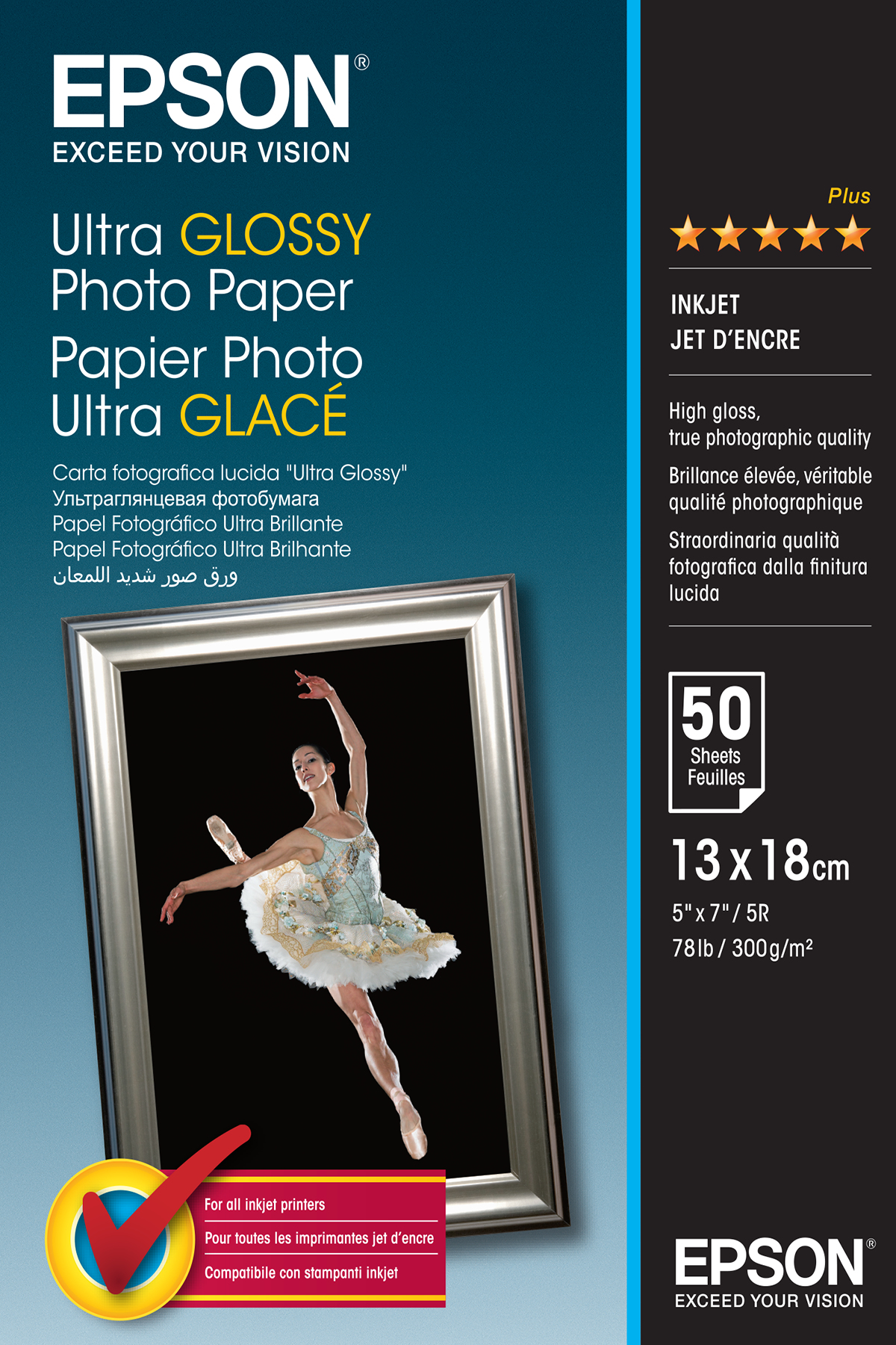 Image of Epson Ultra Glossy Photo Paper - 13x18cm - 50 Sheets