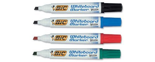 Image of BIC Velleda Whiteboard 1701 marker 4 pc(s) Bullet tip Black, Blue,...