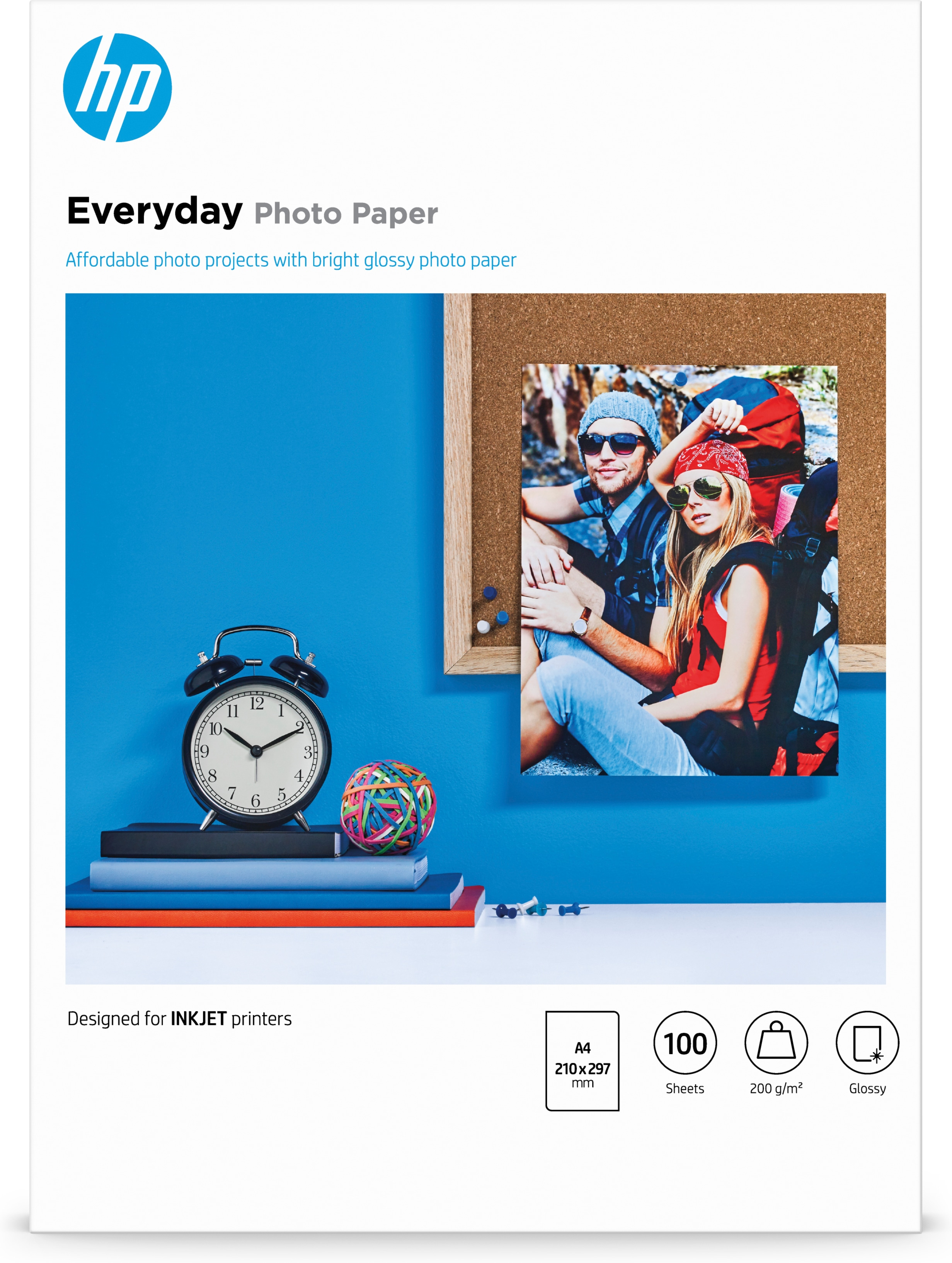Image of HP Everyday Photo Paper, Glossy, 200 g/m2, A4 (210 x 297 mm), 100...