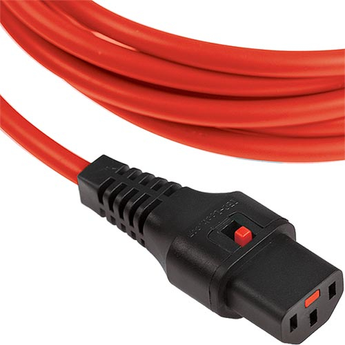 Cablenet 2m IEC C14 - IEC C13 IEC Lock Red PVC 1.0mm Power Leads