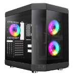 GAMEMAX Hype Black Mid-Tower ATX Gaming Case With Dual Chamber Panoramic Tempered Glass With 3 x 120mm GameMax Infinity ARGB Fans Inc.