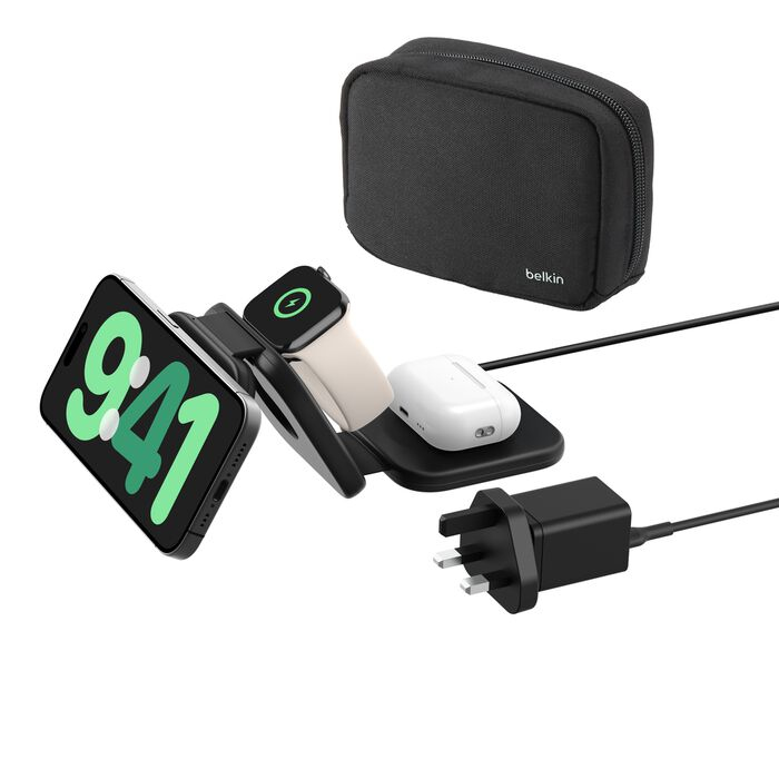 Belkin WIZ024MYBK mobile device charger Headset, Smartphone, Watch Black USB Wireless charging Fast charging Indoor
