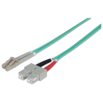 Intellinet Fiber Optic Patch Cable, OM3, LC/SC, 1m, Aqua, Duplex, Multimode, 50/125 µm, LSZH, Fibre, Lifetime Warranty, Polybag