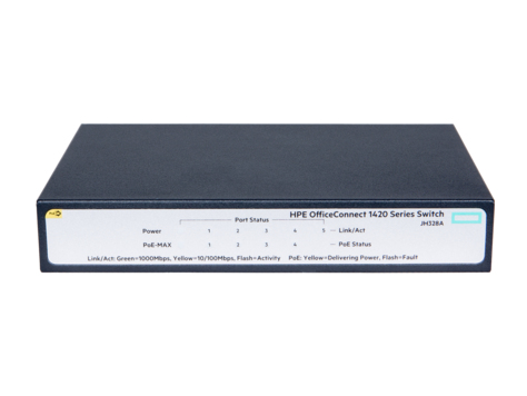 Hewlett Packard Enterprise OfficeConnect 1420 5G PoE+ (32W) Unmanaged L2 Gigabit Ethernet (10/100/1000) Power over Ethernet (PoE) 1U Grey