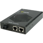Perle S-1110DP-S1SC80D - 10/100/1000 Gigabit Ethernet Stand-Alone Media Rate Converter w/ PoE PSE. Dual 10/100/1000Base-T (RJ-45) [100 m/328 ft.] to 1000Base-BX 1590nm TX / 1510nm RX single strand fiber, single mode (SC) [80 km/50 miles], w/ AC Adapter