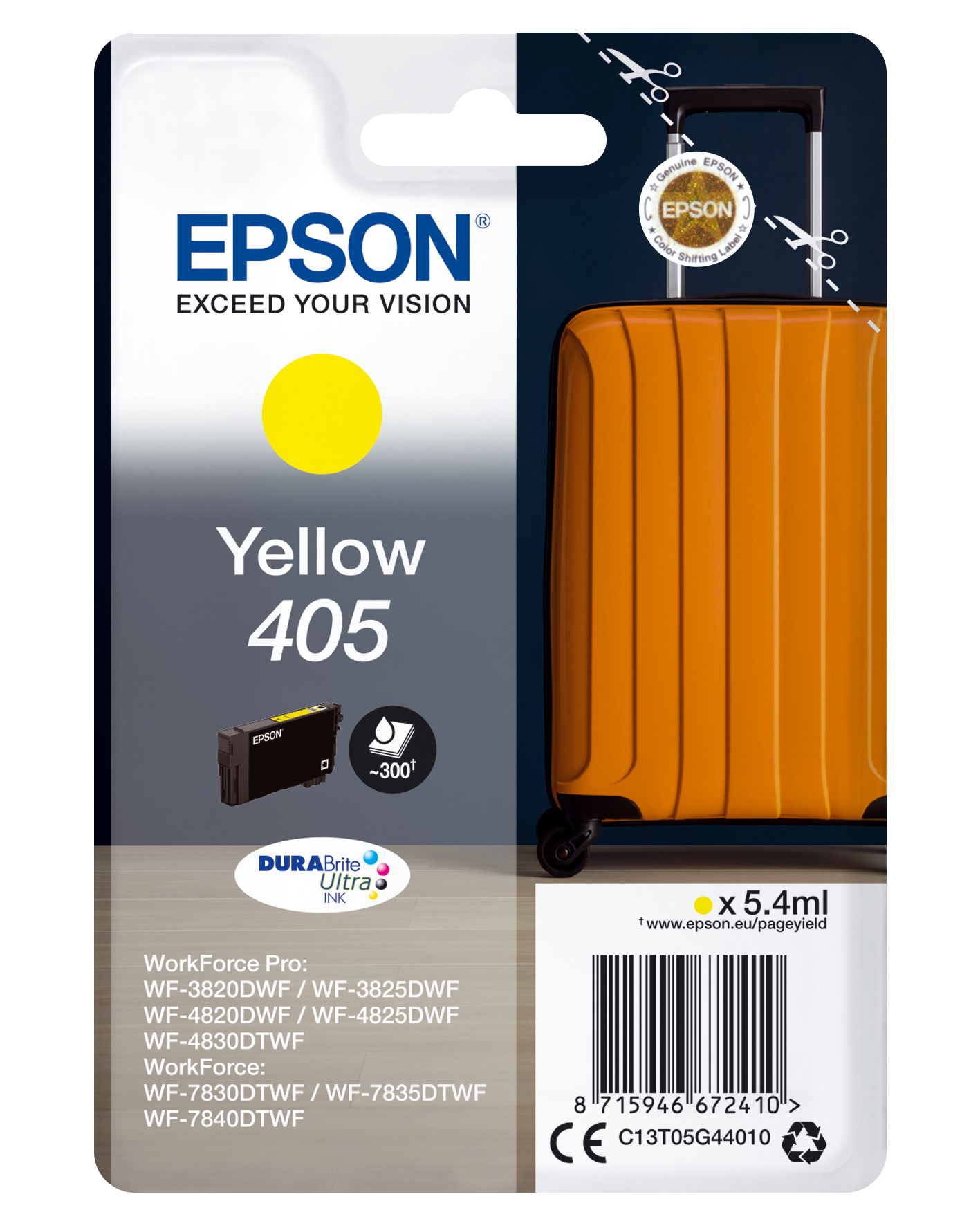 Image of Epson C13T05G44010/405 Ink cartridge yellow, 300 pages 5.4ml for...