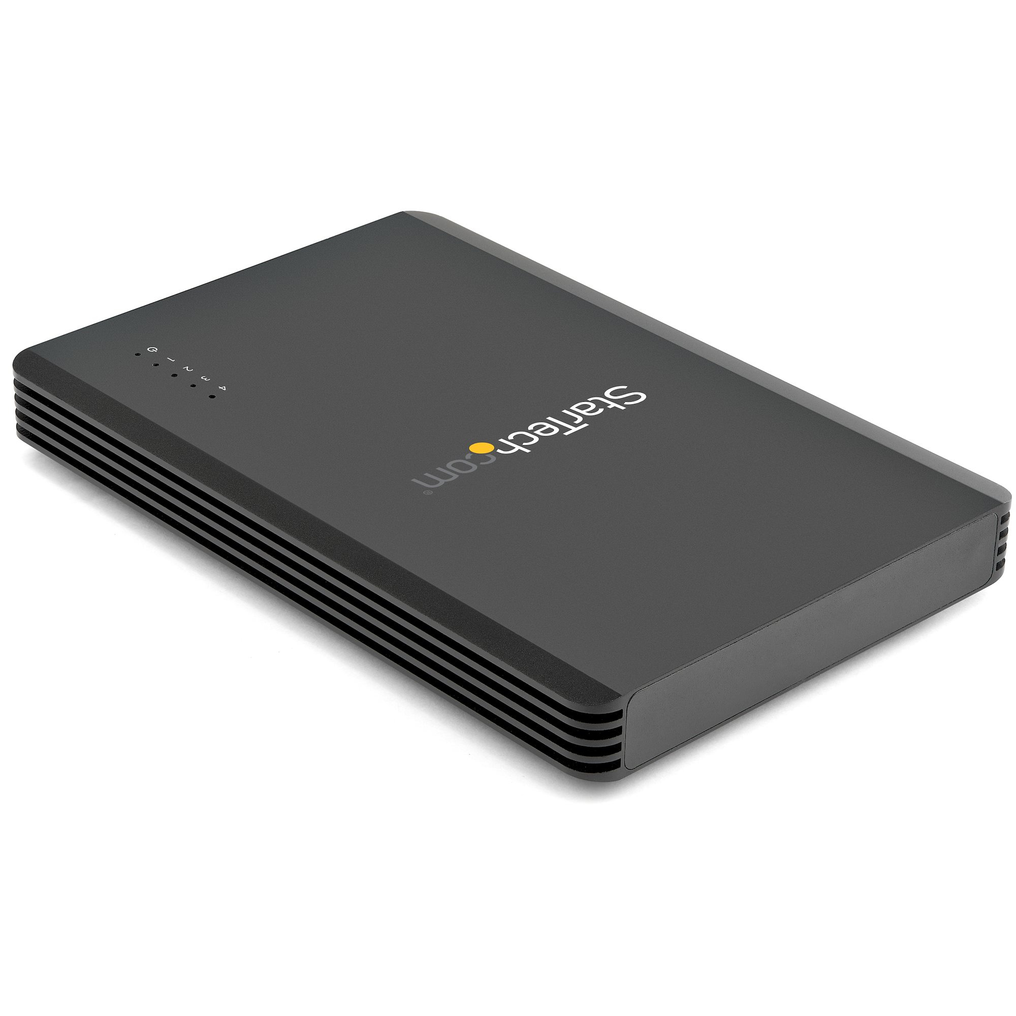 StarTech.com Thunderbolt 3 NVMe-inneslutning med 4 fack, för M.2 NVMe SSD-diskar, 1x DisplayPort Video/2x TB3-nedströmsportar, 40 Gbps, 72 W strömförsörjning, kabinett för extern hårddisk