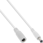 InLine DC extension cable, DC male/female 5.5x2.5mm, AWG 18, white 0.5m