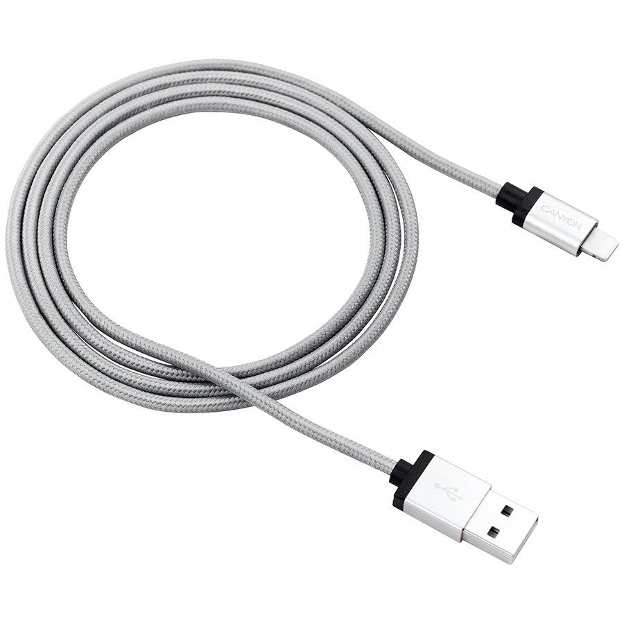 Image of Canyon Stylish Lightning to USB Cable 1m Dark Grey
