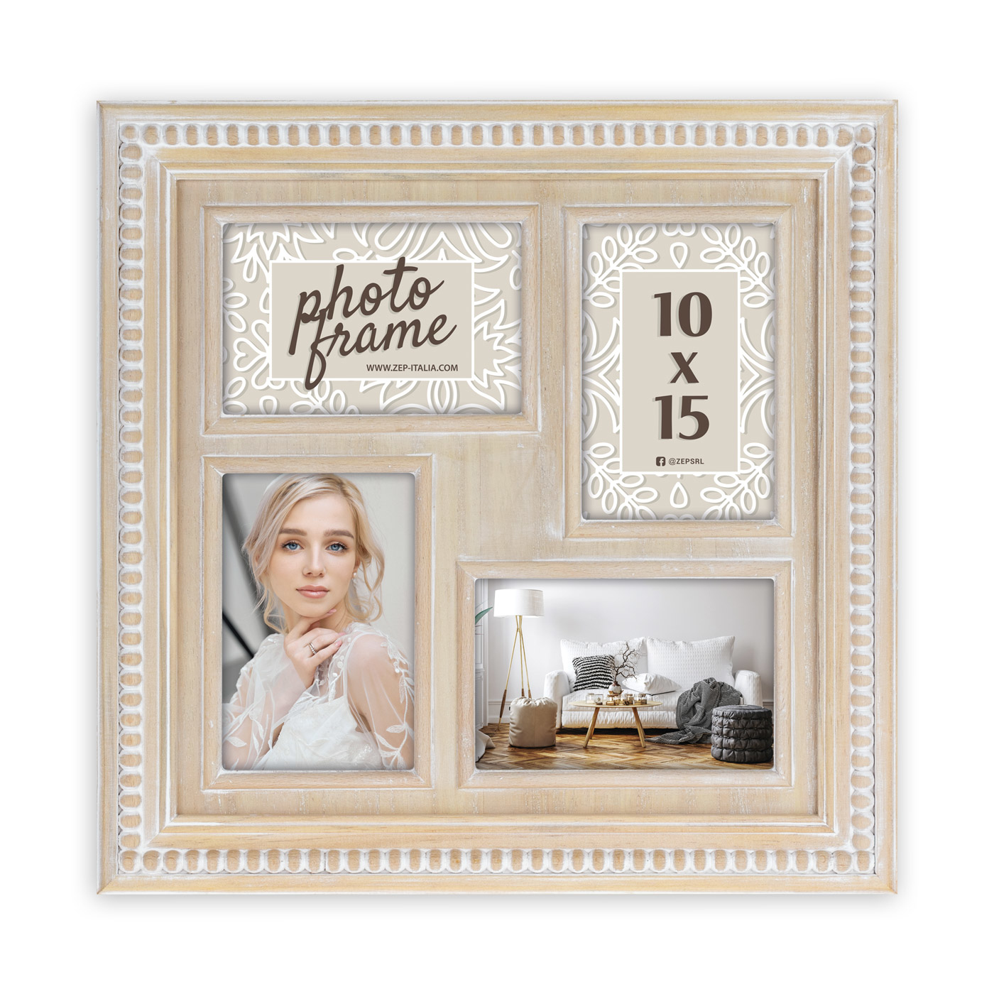 Image of ZEP Tika - Wood - White - Wood - Multi picture frame - Wall - 10 x...