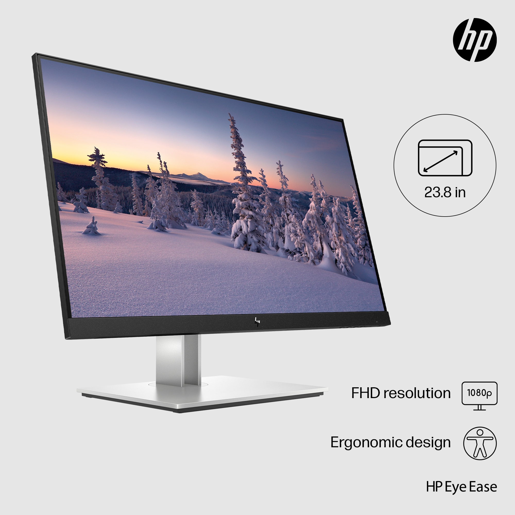HP E-Series E24 G4 computer monitor 60 5 cm 23 8 1920 x 1080 pixels Full  HD LCD Black Silver