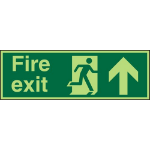 SECO by Stewart Superior SECO Photoluminescent Safe Prodecure Safety Sign Fire Exit Man Running Right and Arrow Pointing Up Glow In The Dark 450 x 150mm - SP129PLV450X150