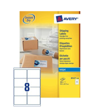 Image of Avery J8165-100 addressing label White Self-adhesive label