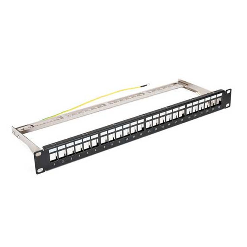 FDL 24 PORT EMPTY MODULAR KEYSTONE PATCH PANEL + EARTH KIT