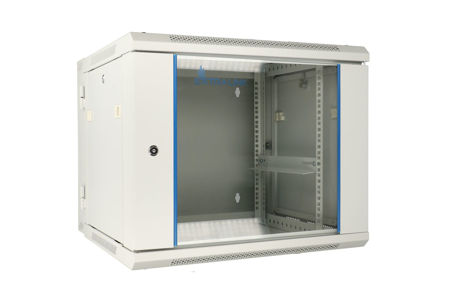 Extralink 9U 600X600 AZH WALL-MOUNTED RACKMOUNT CABINET SWING TYPE GRAY Wall mounted rack Grey