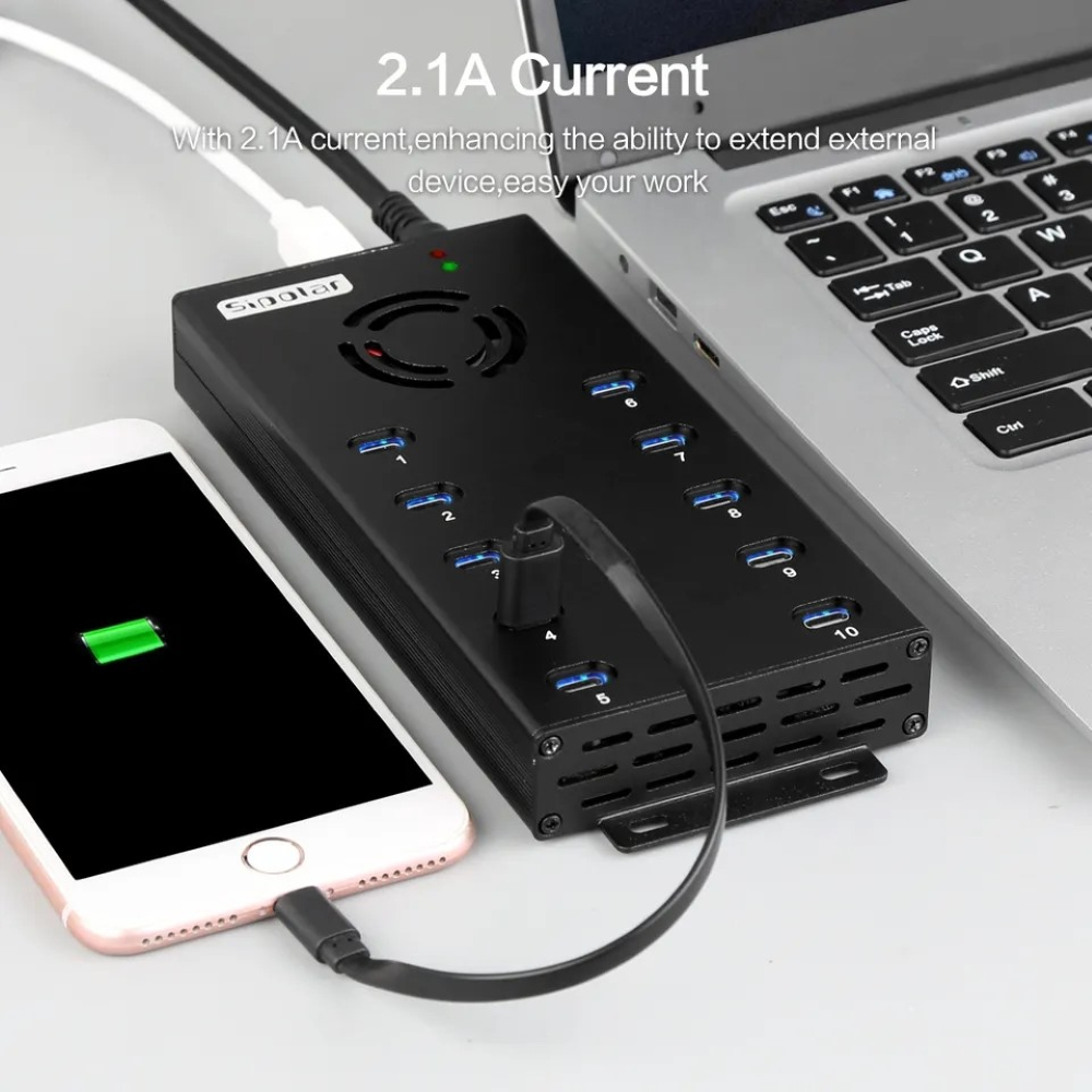 JLC 10 Port USB 2.0 Charging and SuperSpeed Data Hub