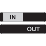 SECO by Stewart Superior SECO Sliding Sign IN/OUT Door Sign Self Adhesive 255 x 52mm - OF166