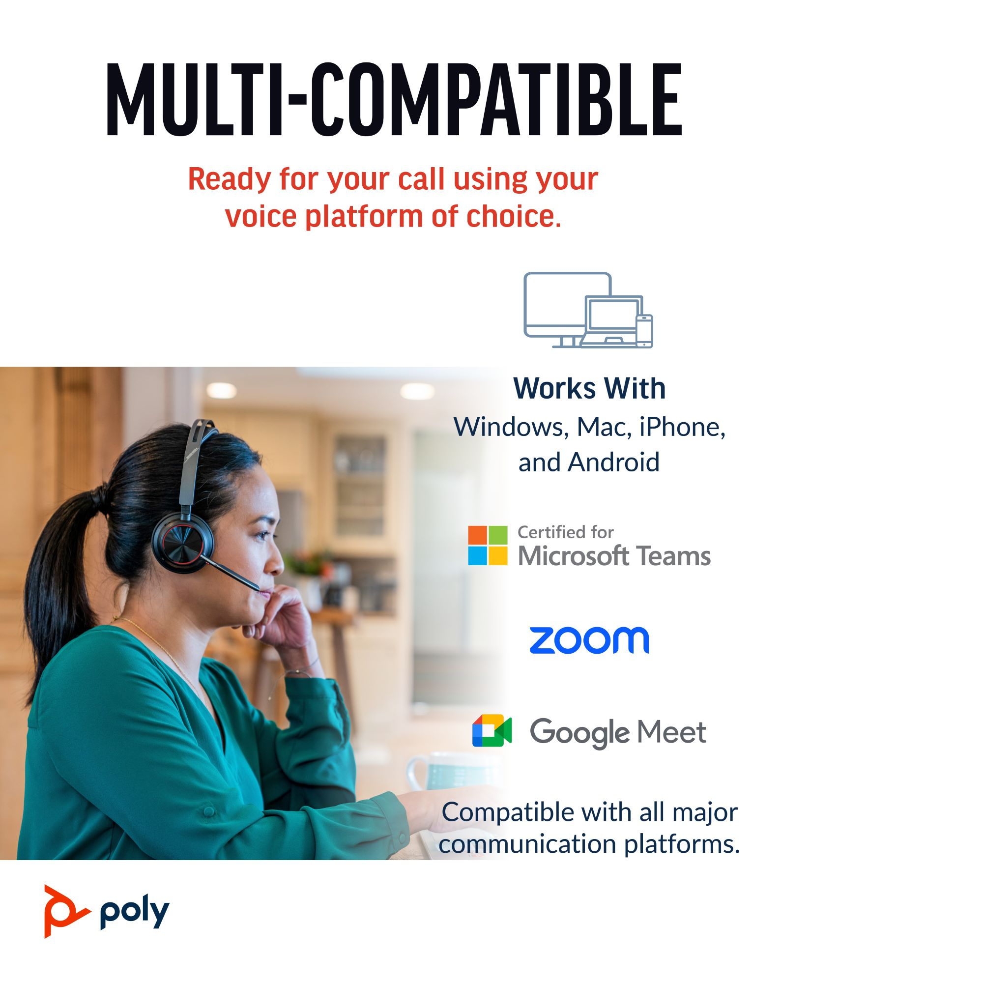 Hp Poly Voyager Focus 2 Microsoft Teams Certified Usb-A Headset
