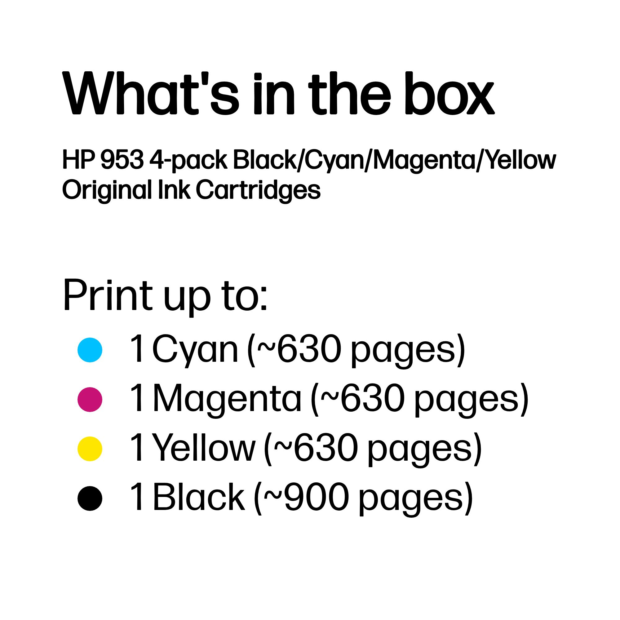 HP 6ZC69AE/953 Ink cartridge multi pack Bk,C,M,Y 20ml + 3x9ml Pack=4 for HP OfficeJet Pro 7700/8210/8710