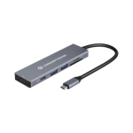 Conceptronic DONN23G 6-in-1 USB 3.2 Gen 1 Docking Station, USB 3.0 x 2, 100W USB PD, 4K 60Hz HDMI, SD, TF/MicroSD