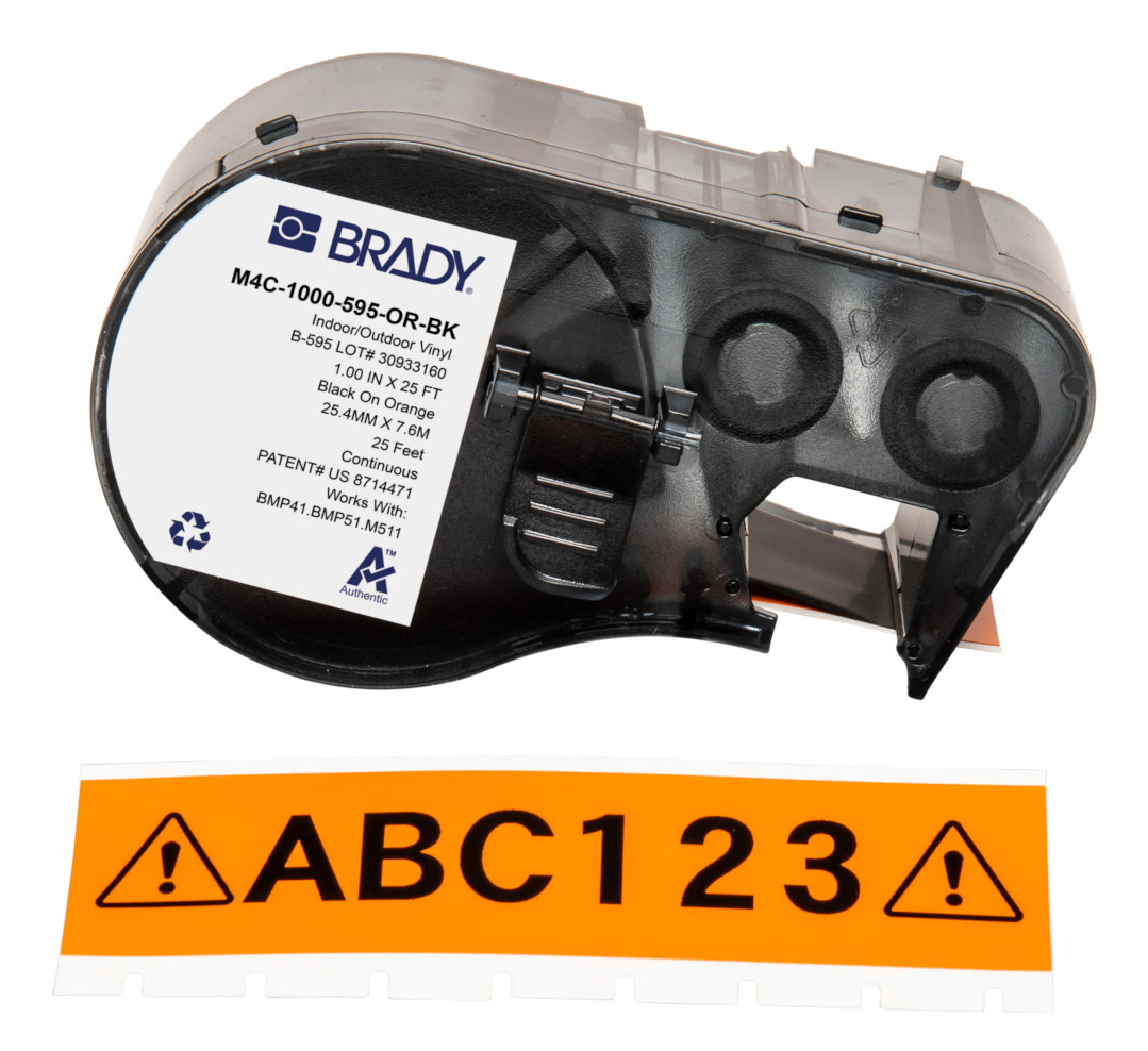 Brady Black/Orange M4c-1000-595-Or-Bk Printer Label Self-Adhesive Pri