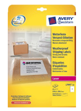 Image of Avery L7997-25 printer label White
