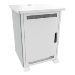 Middle Atlantic Forum ForumTM Side Cart Rack, 16RU, 27" Deep, Wilsonart® Designer White, White Powdercoat, Silver Gray Felt