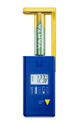 Varta LCD battery tester Blue. Yellow