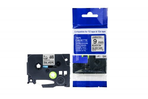 CTS Compatible Brother P-Touch TZe-921 Black on Silver also for TZ-921 Label Cassette